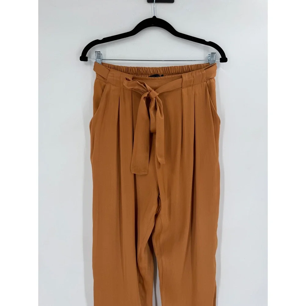 NWT Indah Agent S Pants Womens Small Honey Viscose‎ Pleated Tie Waist Boho Chic